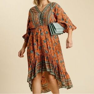 Umgee high low paisley dress